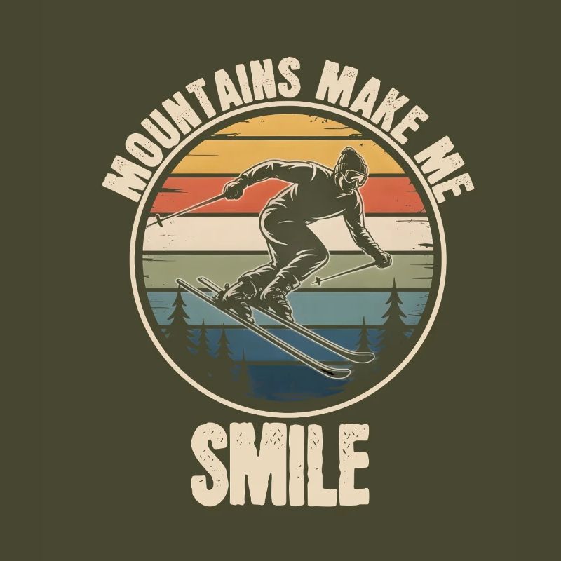 Mountains Make Me Smile Retro Skiing