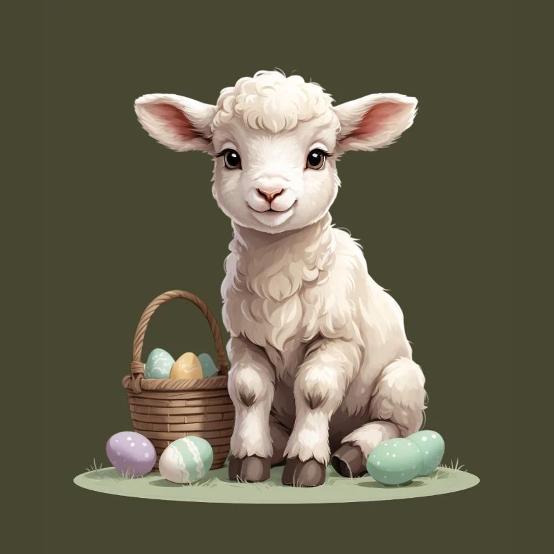 Pastel lamb with Easter eggs