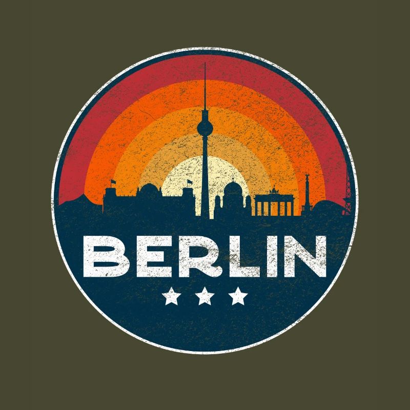 Conception rétro du badge Berlin Skyline Sunset
