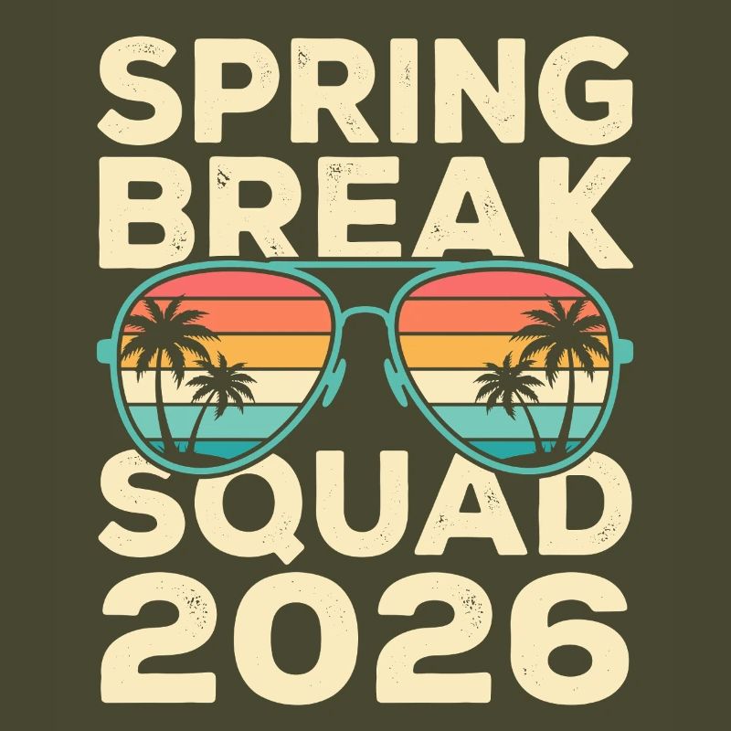 Spring Break Squad 2026 Design rétro de palmiers