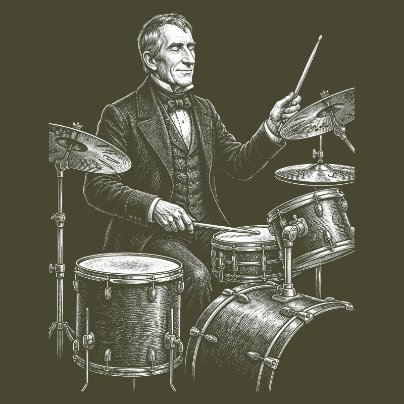 William Henry Harrison plays drums