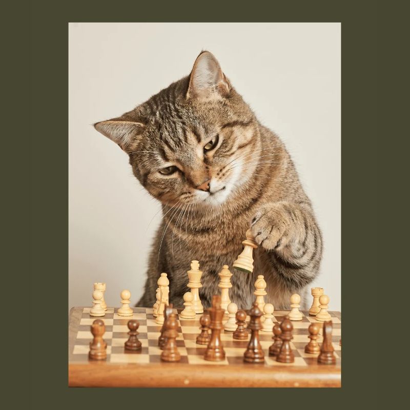 Cat playing chess