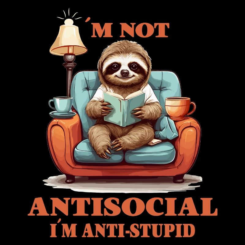 Clever sloth with book