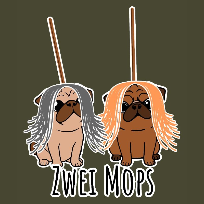 Zwei Mops - Hunde oder Putzgeräte? Hunde Humor?