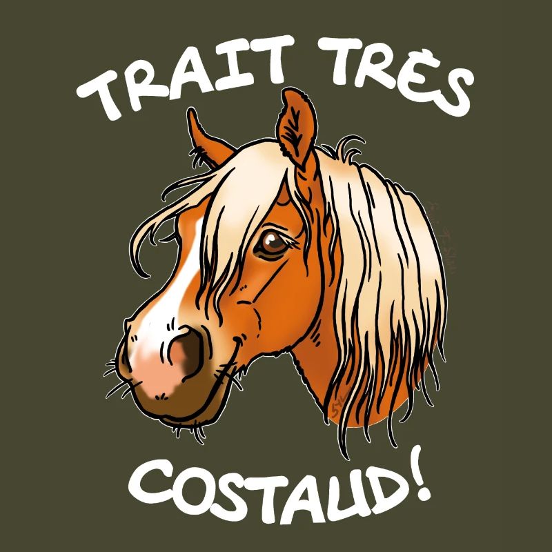 Cheval de trait comtois (texte blanc)