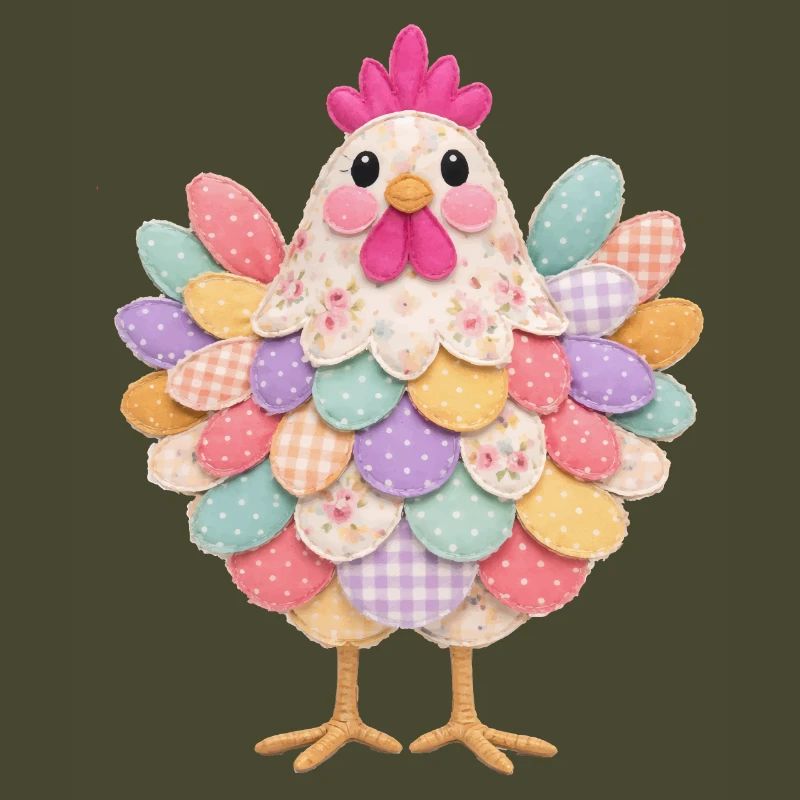 Poule Patchwork Mignonne Style Rustique