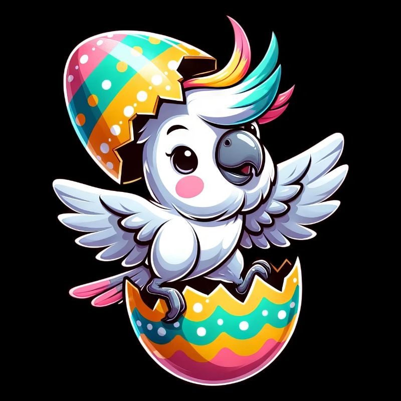 Easter Cockatoo in Eggshell, Clumsy Bird