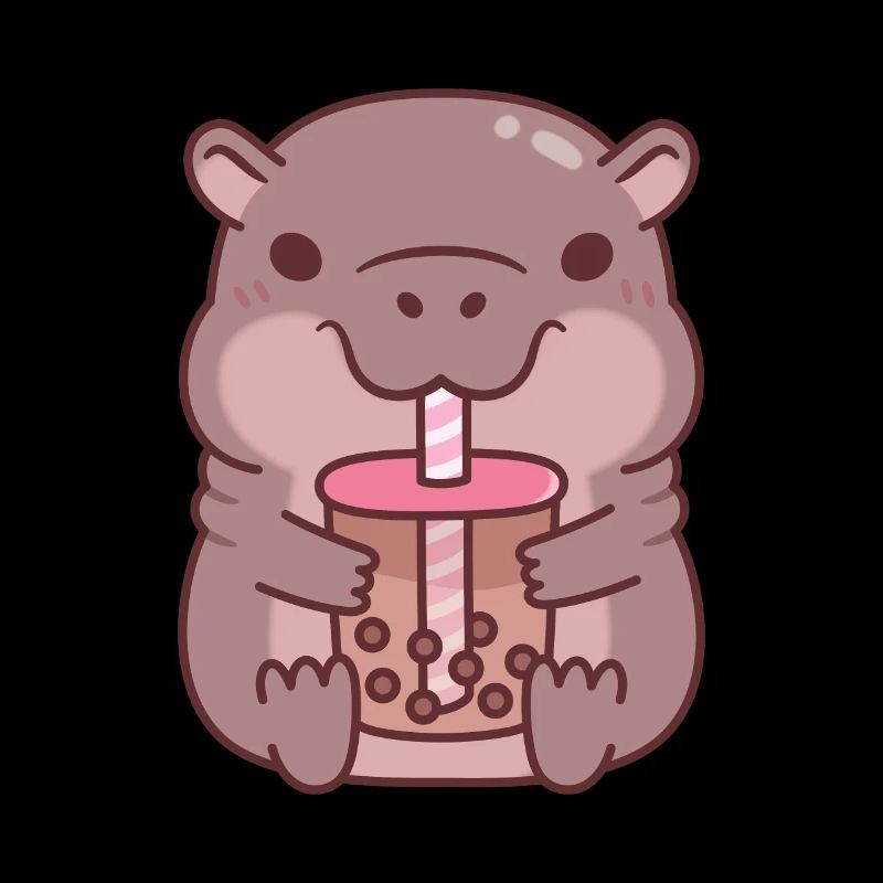 Süßes Nilpferd trinkt Bubble Tea
