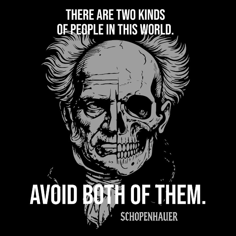 Schopenhauer Skull with Quote on Human Nature