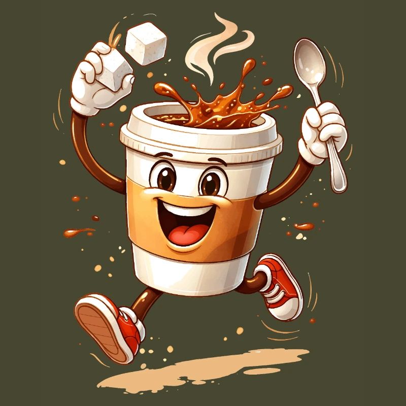 Funny Coffee Mug Comic Illustration