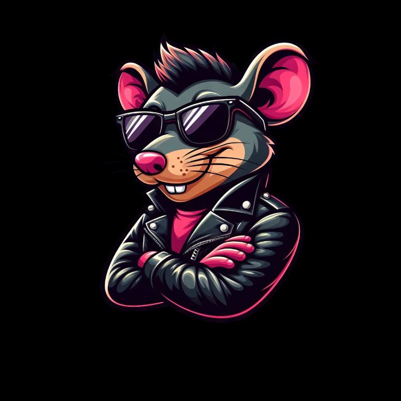 Coole Maus Ratte 50er 60er Lederjacke Sonnenbrille