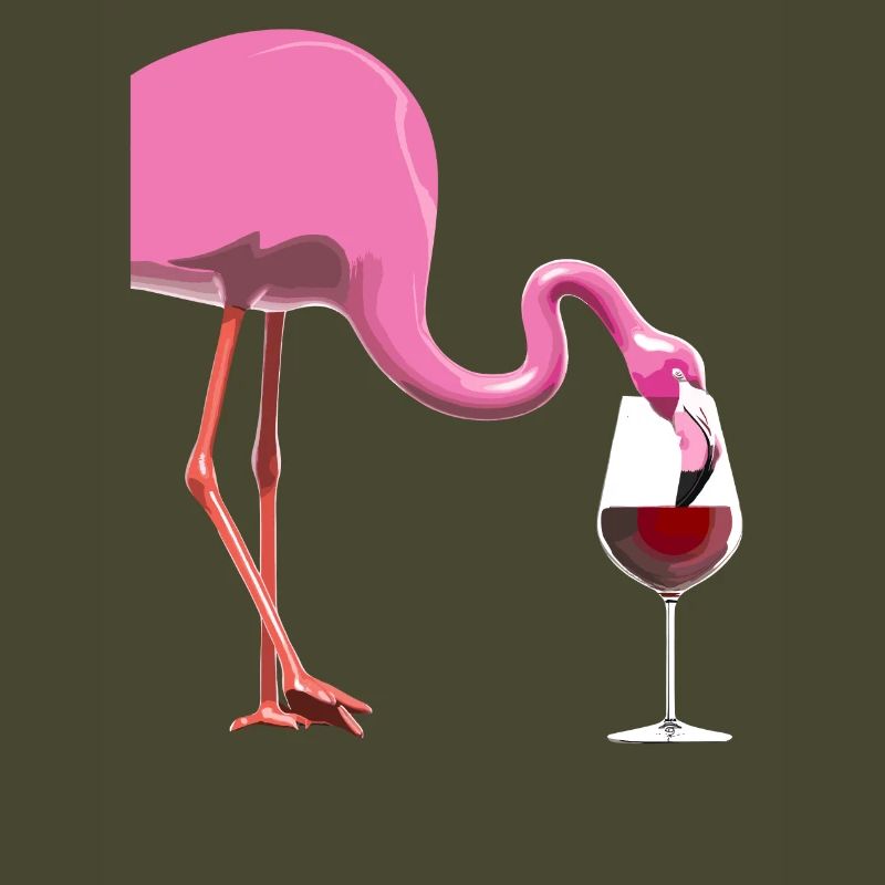 Flamingo mit Weinglas