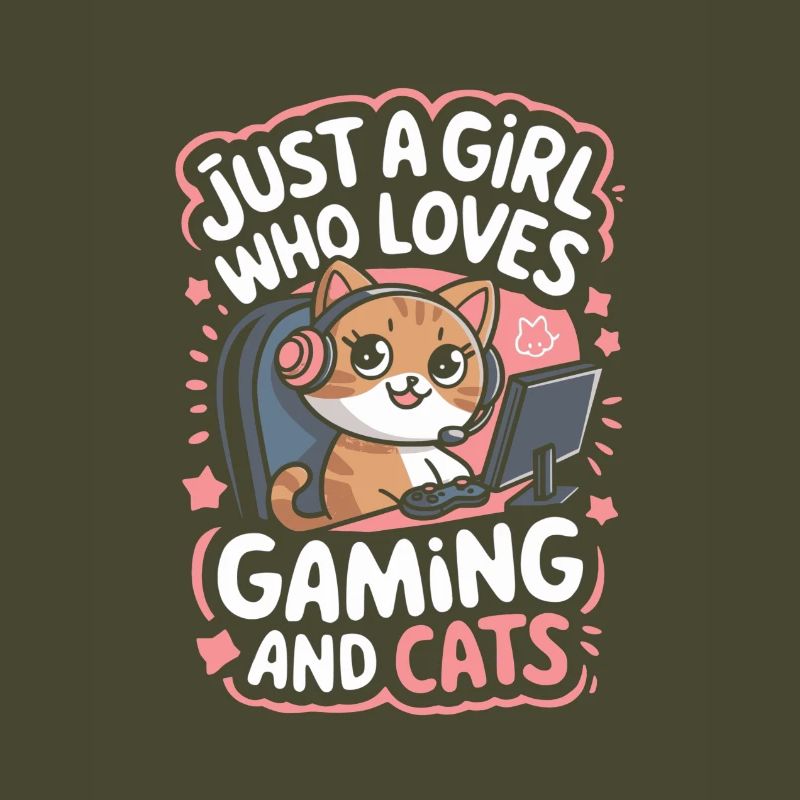 Gaming Computer Konsole Mädchen Katze