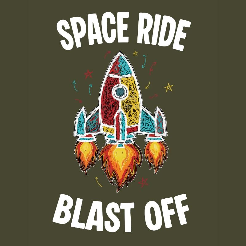 Fusée Espace Retro Scribble Blast Off
