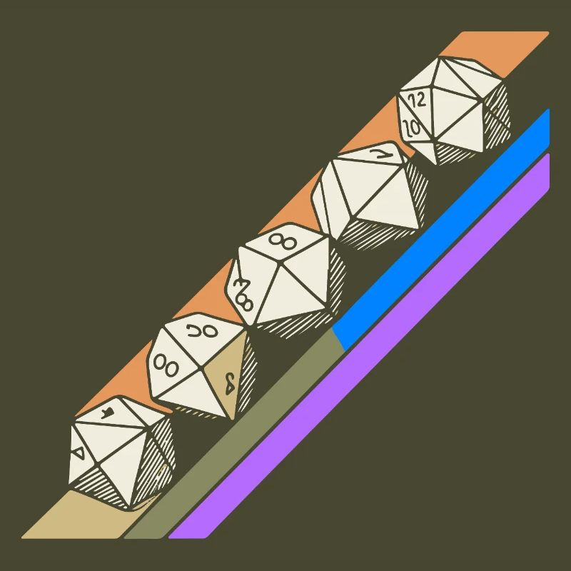 Retro Minimalist Polyhedral Dice Set Tabletop RPGP