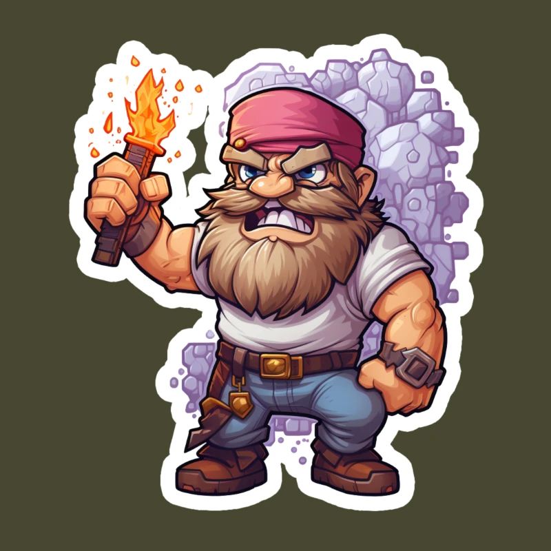 Pixel Dwarf With Torch Mining Game Shirt