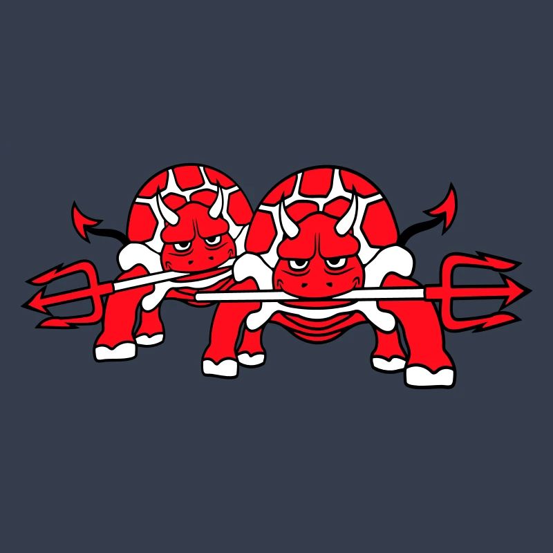 2 Turtle Devil Hell Team Evil Demon Friends
