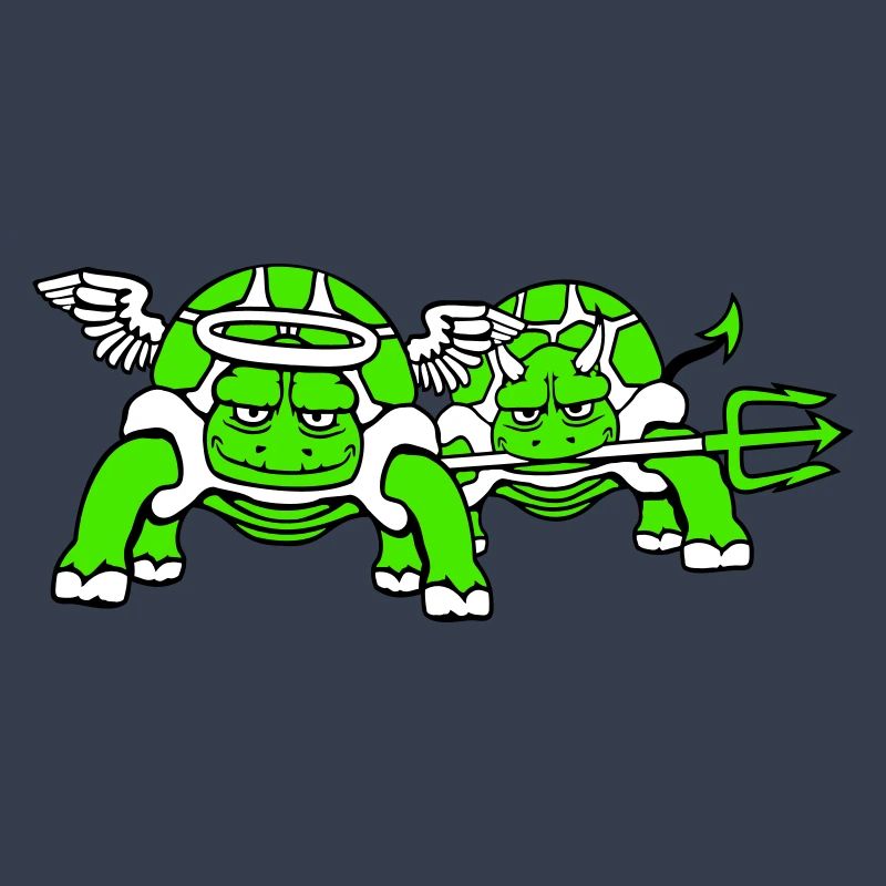 2 Turtles Conscience Team Devil Angel Evil Good