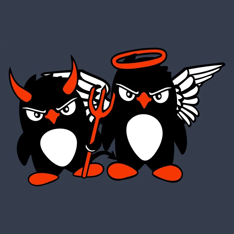 2 Penguins Angel Devil Evil Good Sky Hell Cool