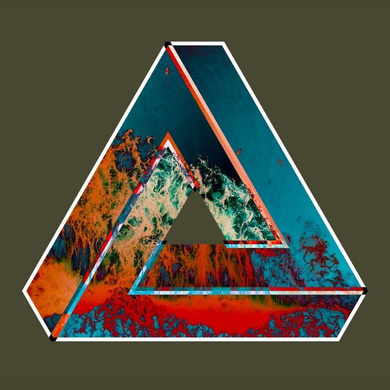 Penrose triangle optical illusion colored patterned