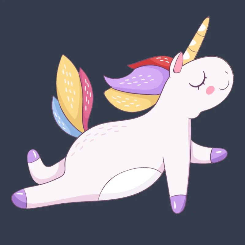 Buntes Einhorn sitzend, Pastellmuster