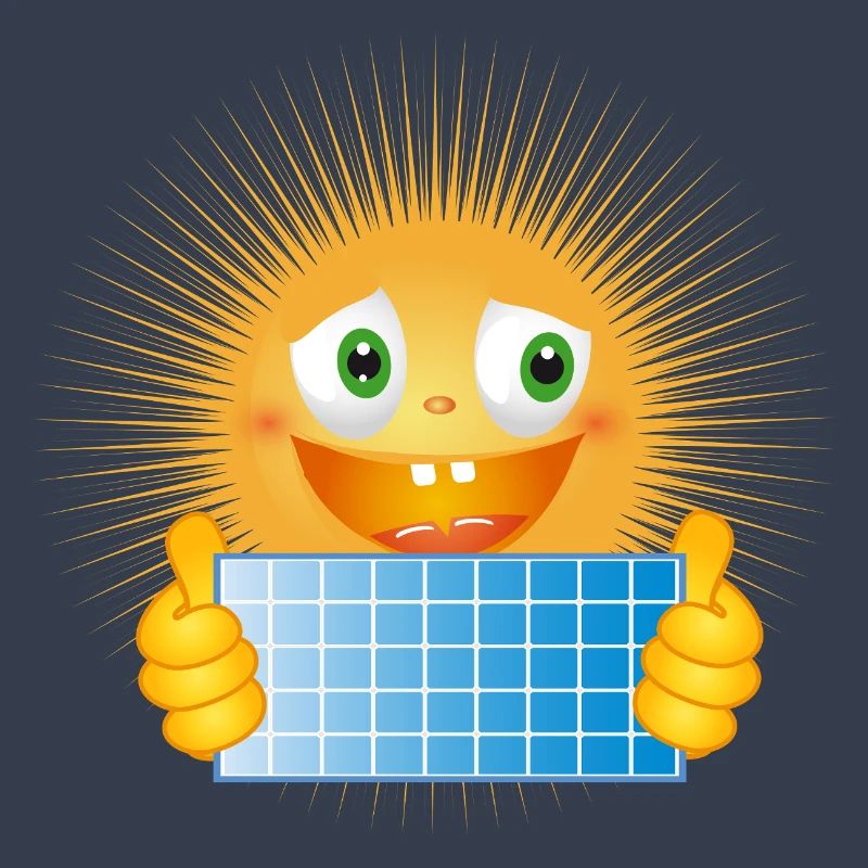 Bright sun with solar panel