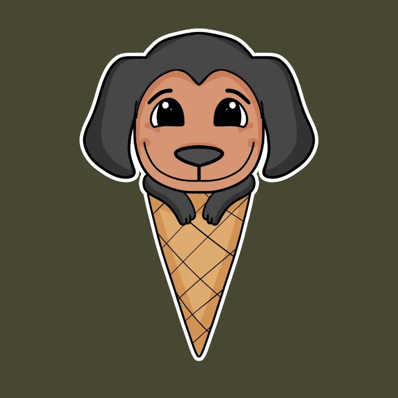 Coonhound mit Eiswaffel - Eis