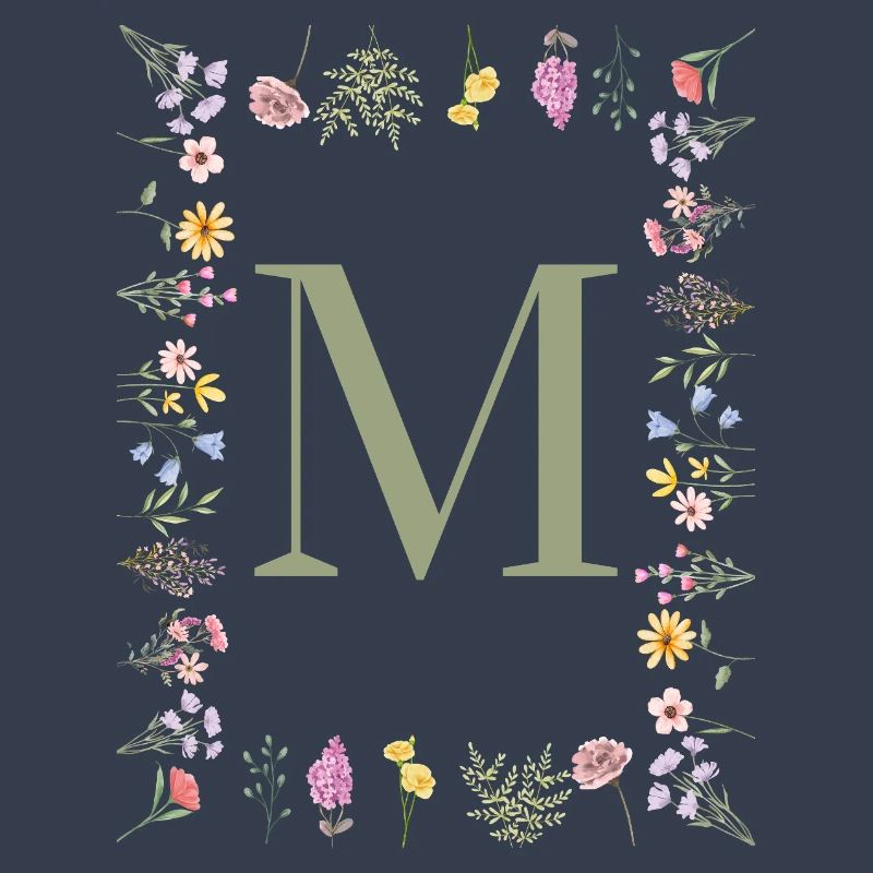 Initiale M Blumen Monogramm