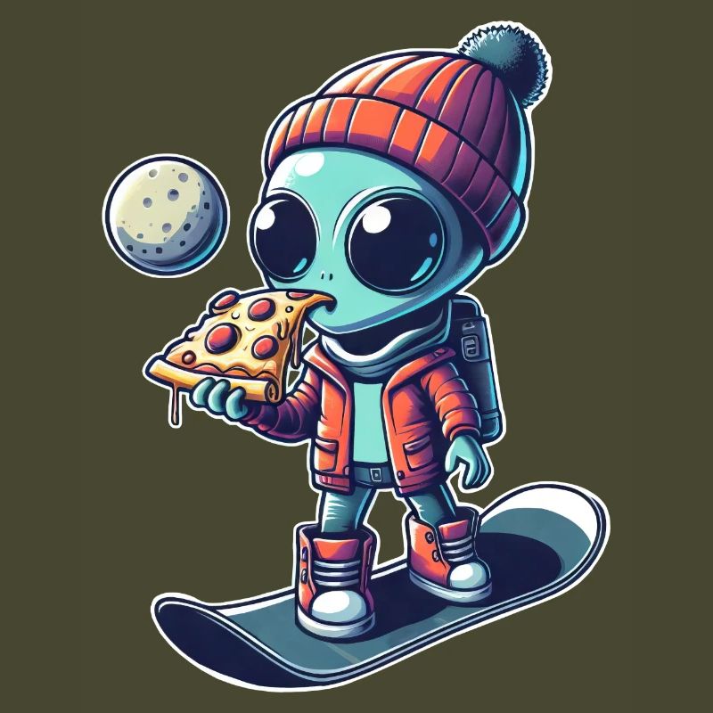 Mignon Comic Alien Snowboard Snowboarder