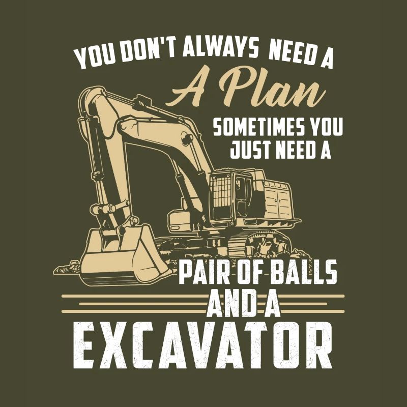 Construction worker · Construction site · Excavator · No plan