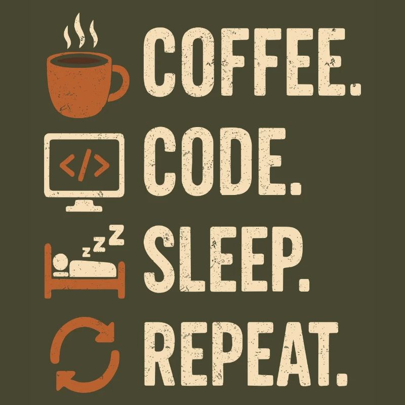 Geek-Coder-Routine – Kaffee, Code, Schlaf, mehr