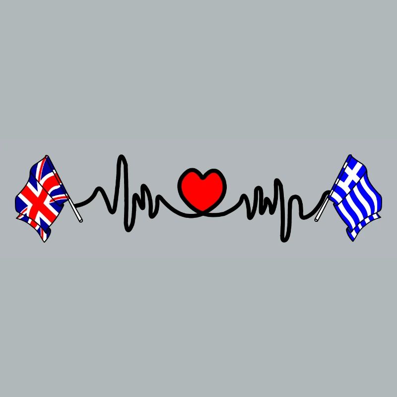 Cardio heart Drapeau Angleterre, drapeau Grèce
