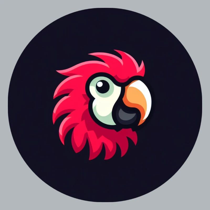 Cute parrot in comic style in red