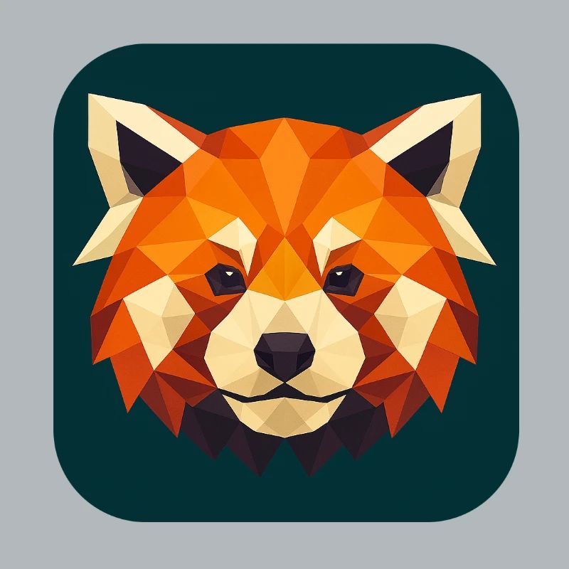 Roter Panda Kopf Low Poly