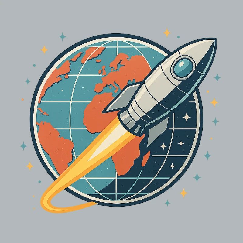 Rocket launch over globe
