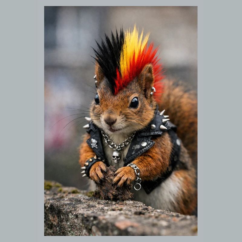 Punk Eichhörnchen mit Lederweste