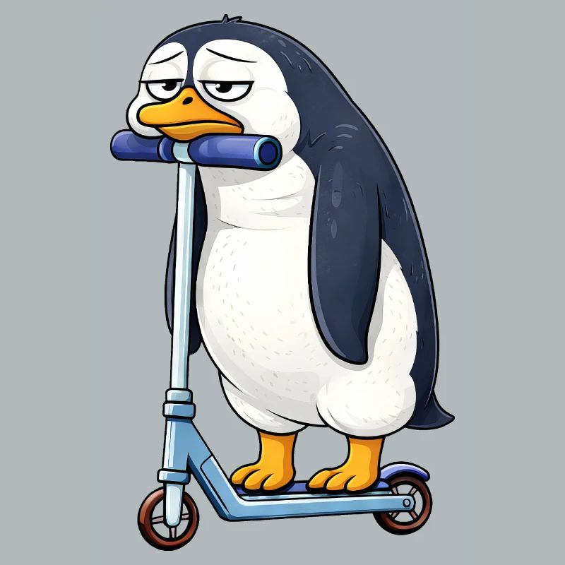 Süßer Pinguin Roller Scooter Einsam Langeweile