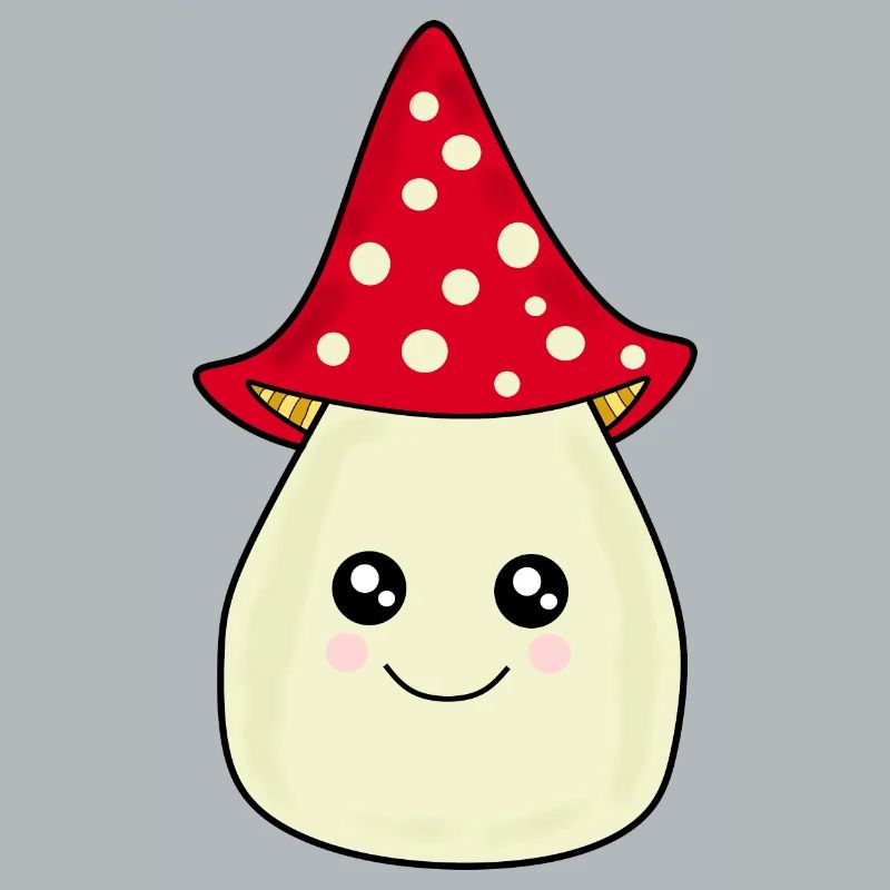 Kawaii champignon Toadstool mignon rouge avec visage