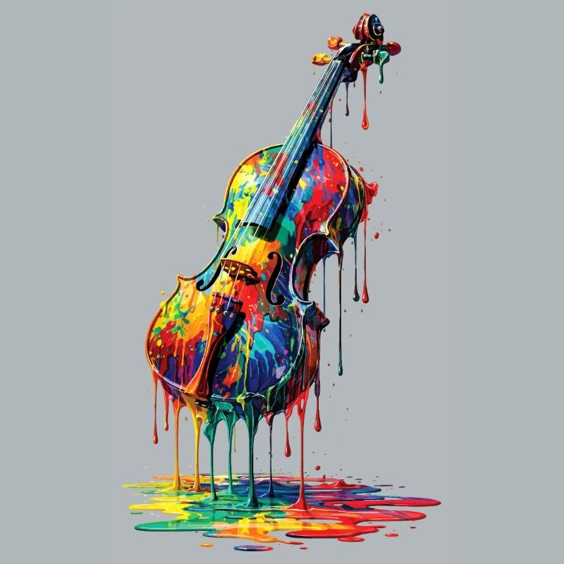 Violin with dripping paint