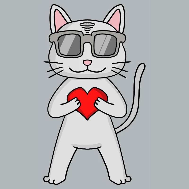 Devon Rex mit Sonnenbrille und Herz
