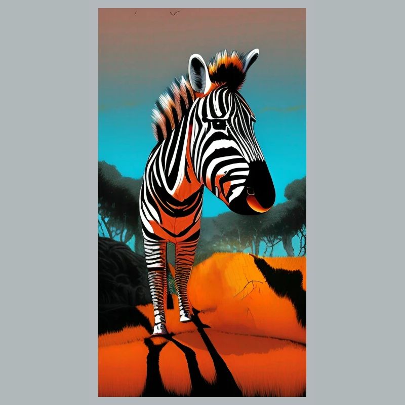 Comic drawing zebra (Hippotigris) during sunset