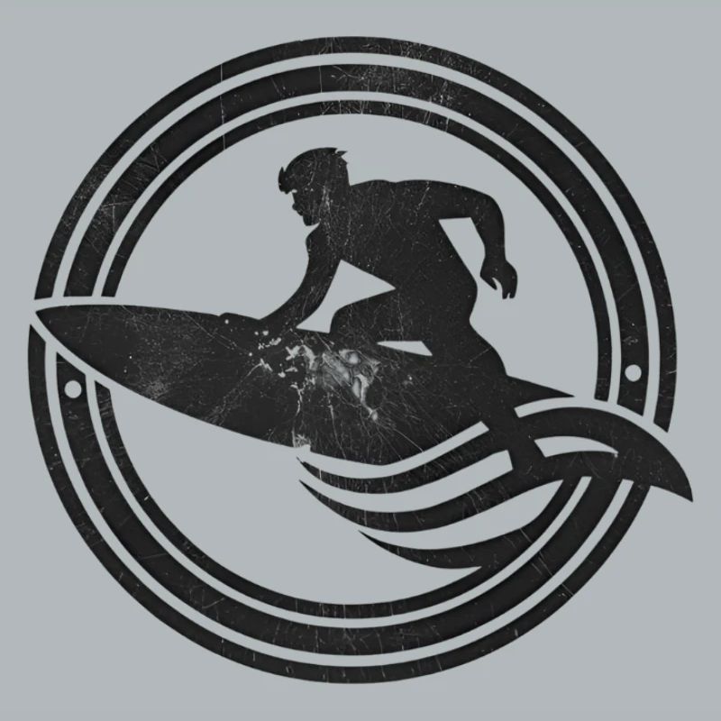 Surfer silhouette on wave