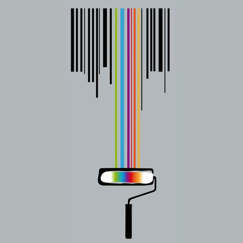 A paint roller with a bar code