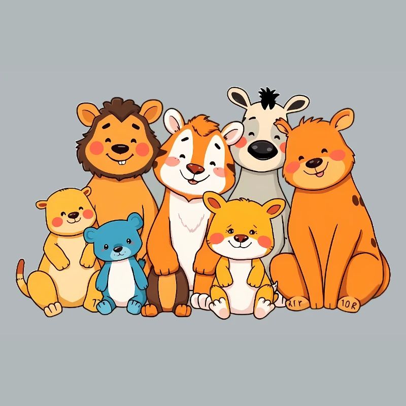 Verspielte Tierfamilie Comic Design