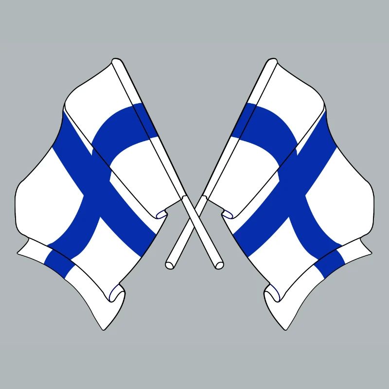 Deux drapeaux de la Finlande croisés