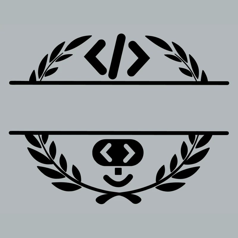 Code logo and code smiley in laurel wreath