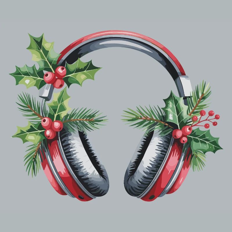 Weihnachtskopfhörer mit Tannengrün