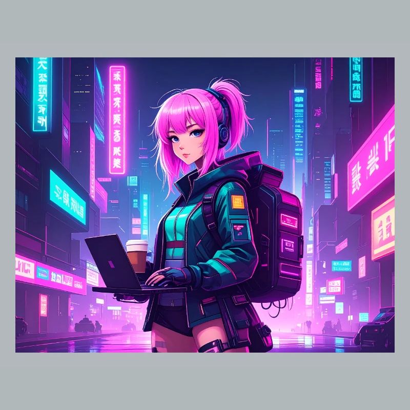 Neon Hacker Girl – Prêt à coder et à conquérir