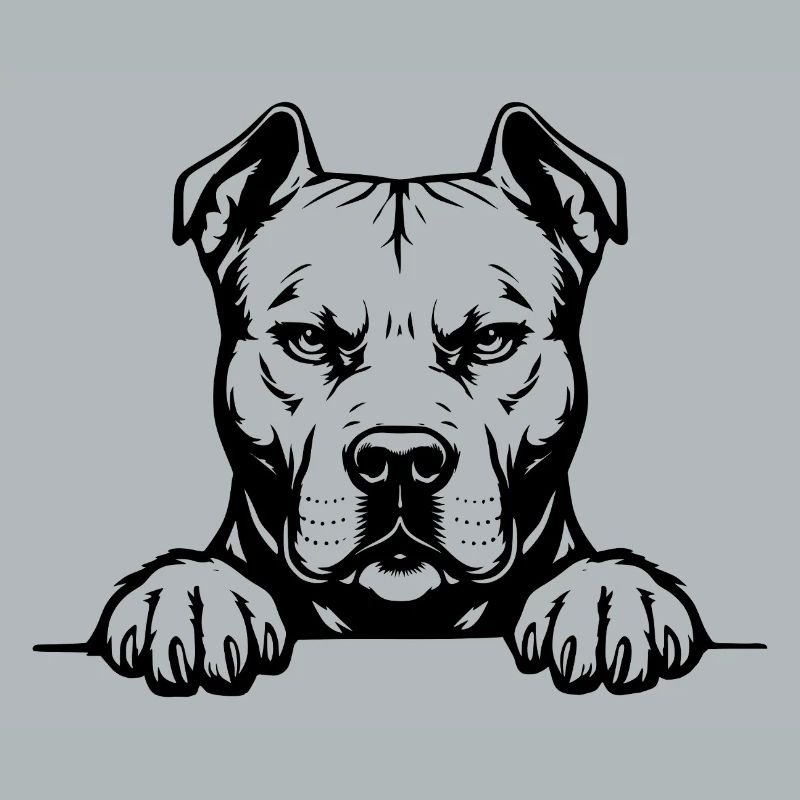 Pitbull Head with Paws