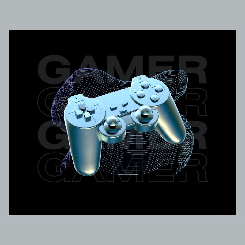 Neon Blue Controller 3D